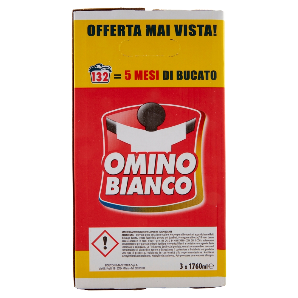 Omino Bianco Detersivo Lavatrice Liquido Igienizzante 3 x 44 Lavaggi 3 x 1760 ml